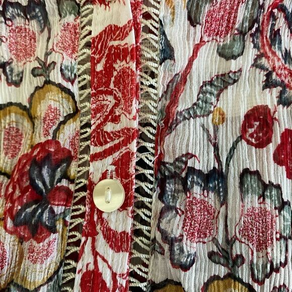 Women's Lucky Brand V-Neck Button Down Boho Peasant Blouse Top Size Small - Picture 6 of 8